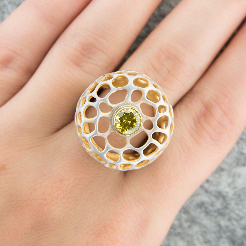 Серебряное кольцо Plata   со вставками (сваровски) ПВР0187жл, размеры от 18.5 до 18.5