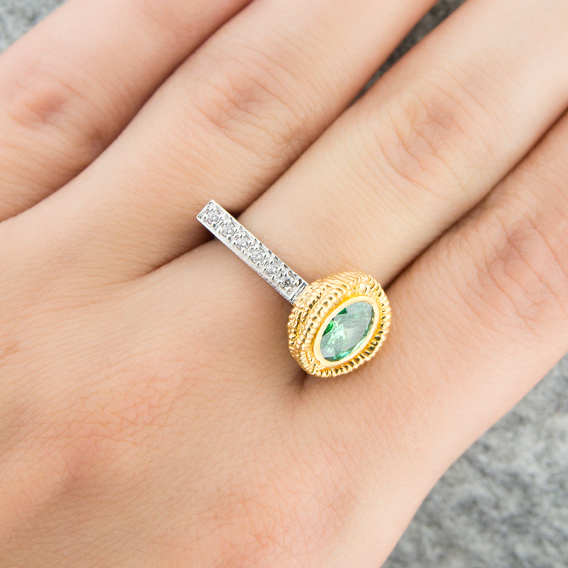 Серебряное кольцо Plata   со вставками (сваровски) ПВР-0161зл, размеры от 16.5 до 16.5