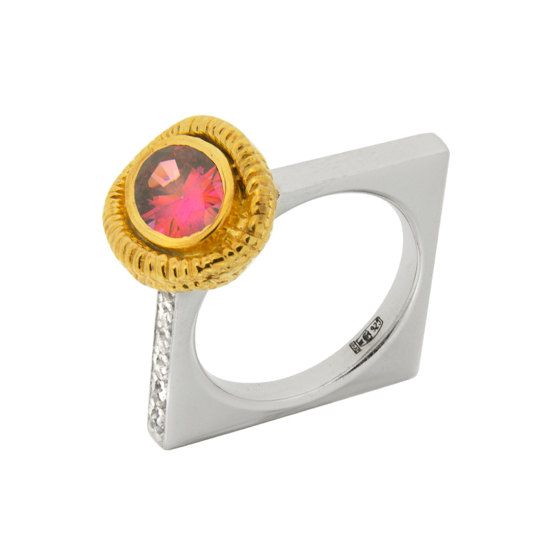 Серебряное кольцо Plata   со вставками (сваровски) ПВР-0161рз, размеры от 16.5 до 16.5