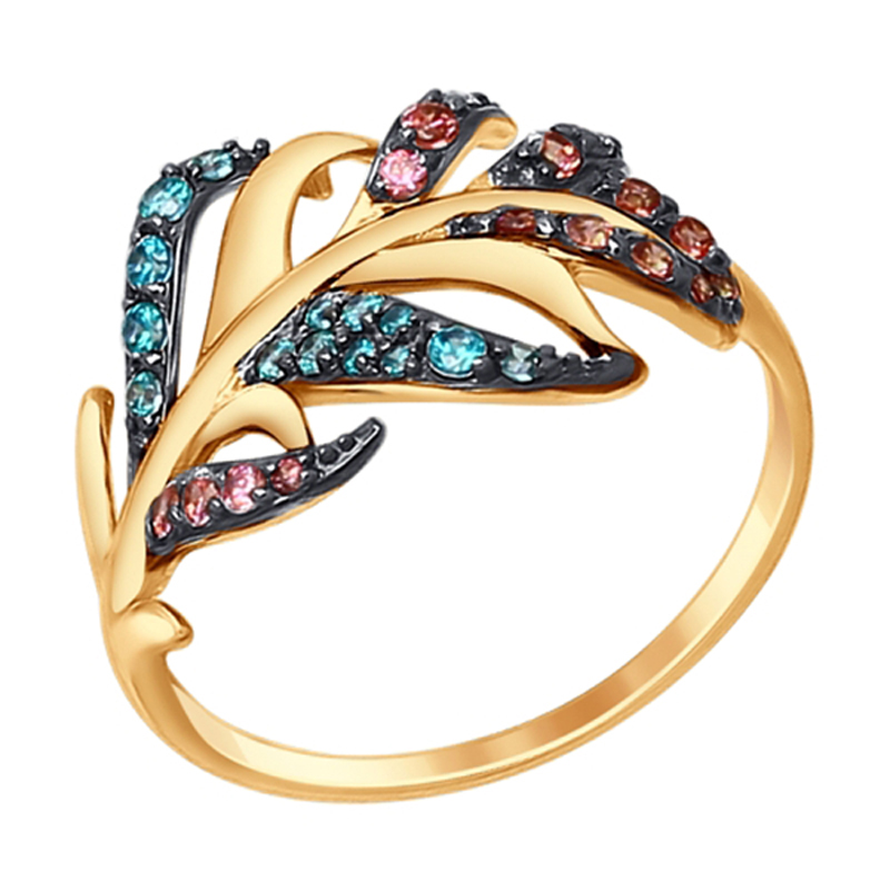 Золотое кольцо Sokolov из красного золота 585 пробы  со вставками (фианит) ДИ017408, размеры от 16.5 до 19