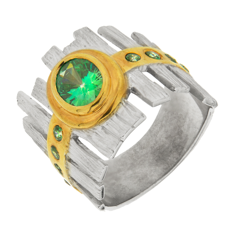 Серебряное кольцо Plata   со вставками (сваровски) ПВР-0159зл, размеры от 16.5 до 16.5