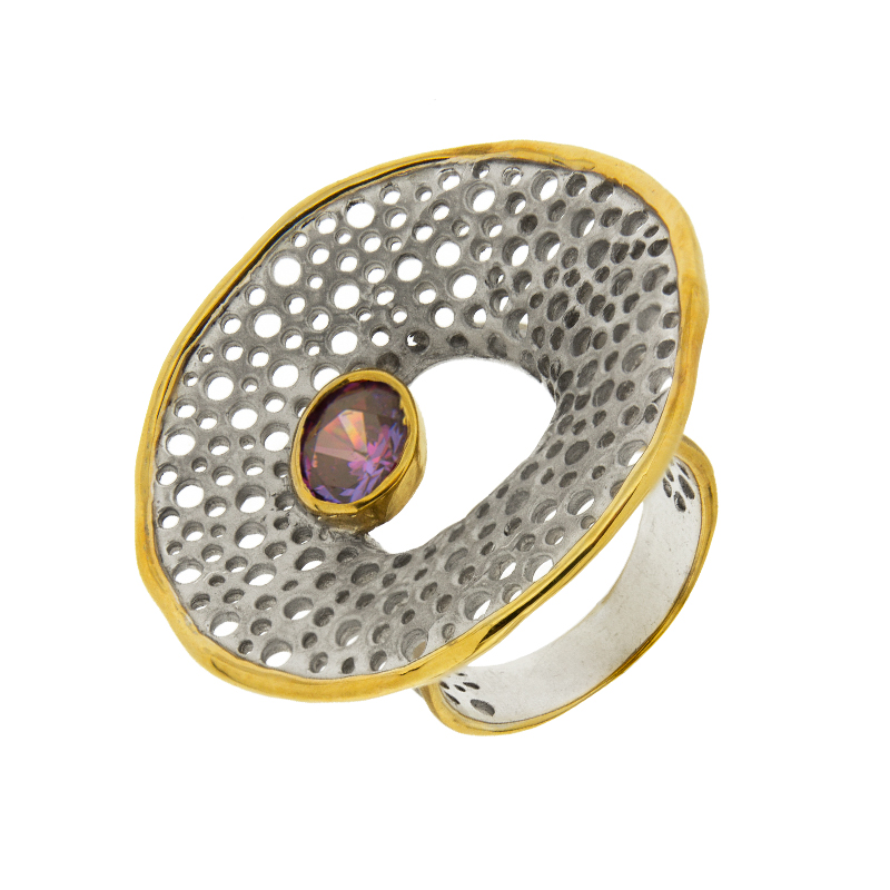 Серебряное кольцо Plata   со вставками (сваровски) ПВР-0180ср, размеры от 17 до 17
