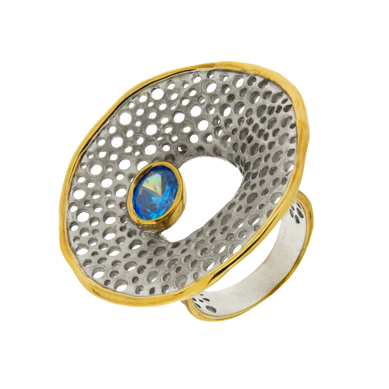 Серебряное кольцо Plata   со вставками (сваровски) ПВР-0180гл, размеры от 17.5 до 17.5