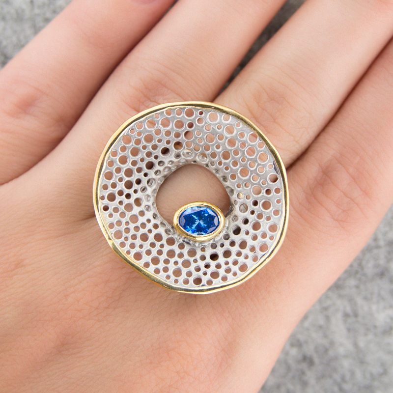 Серебряное кольцо Plata   со вставками (сваровски) ПВР-0180гл, размеры от 17.5 до 17.5