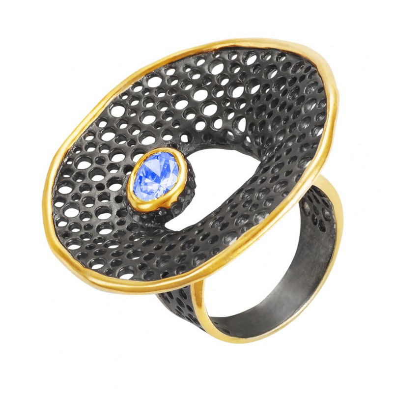 Серебряное кольцо Plata   со вставками (сваровски) ПВР-0180Бгл, размеры от 17.25 до 17.25