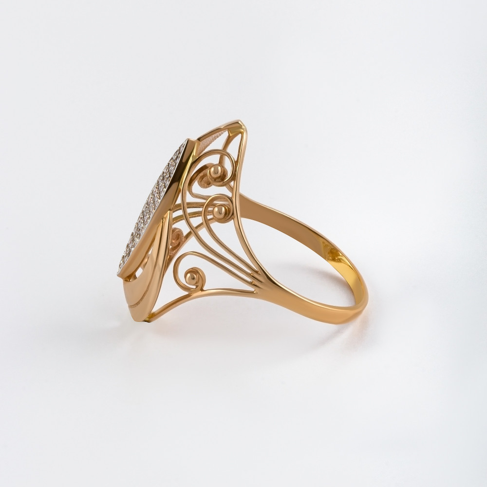 Золотое кольцо Аллегро из красного золота 585 пробы  со вставками (фианит) 7А11098, размеры от 18 до 21.5