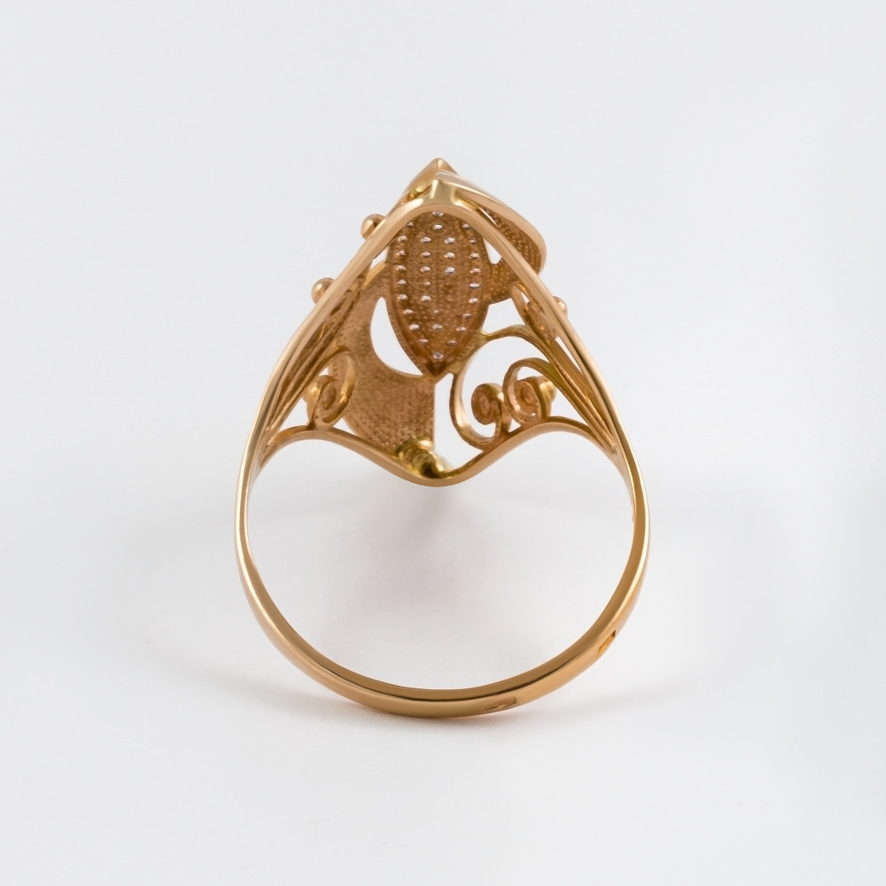 Золотое кольцо Аллегро из красного золота 585 пробы  со вставками (фианит) 7А11098, размеры от 18 до 21.5