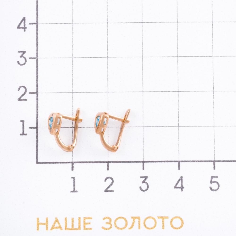 Золотые серьги детские Иллада  из красного золота 585 пробы  со вставками (фианит) 2И121300-2