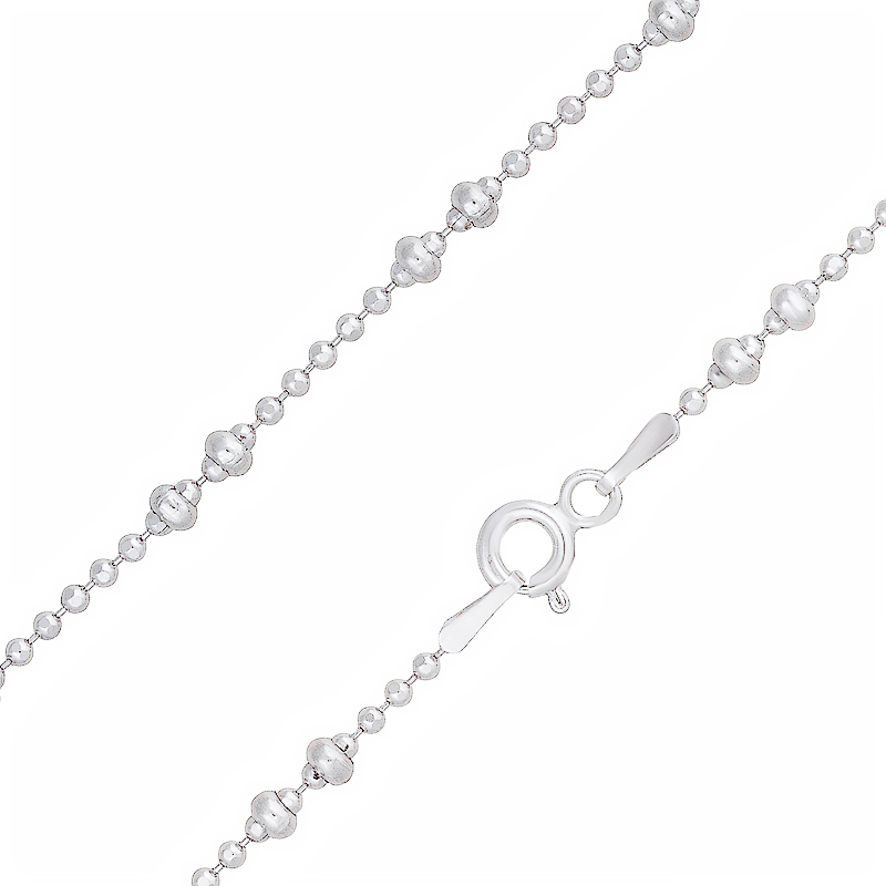 Серебряная цепочка Эффект  со вставками (шарик-серебро) ЭФЦ333-157, размеры от 40 до 50