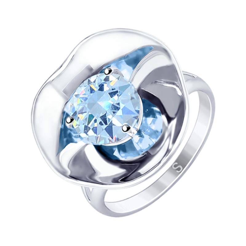 Серебряное кольцо Sokolov  со вставками (фианит) ДИ8-94010005, размеры от 17.5 до 18