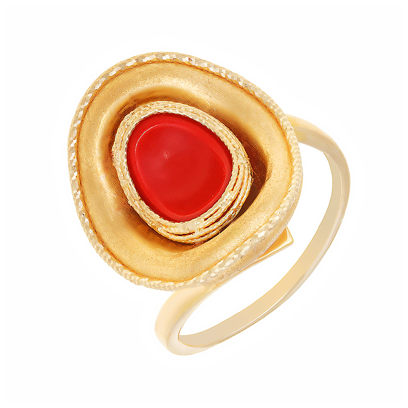 Золотое кольцо Роберто браво из красного золота 585 пробы  со вставками (пластик) РВПК6135Рпккр, размеры от 17.5 до 17.5