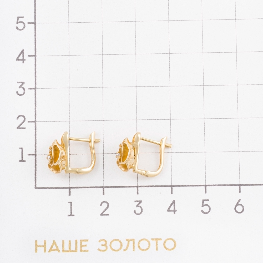 Золотые серьги Роберто браво из красного золота 585 пробы со вставками из драгоценных камней (бриллиант) РВГЛХЕ0012-00