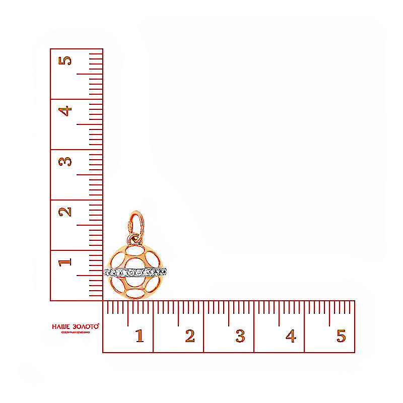 Золотая подвеска Аллегро из красного золота 585 пробы  со вставками (фианит) 7А30744