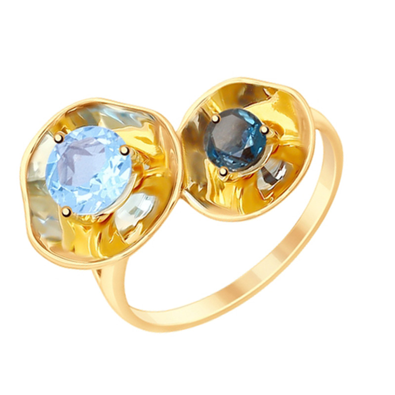 Золотое кольцо Sokolov из красного золота 585 пробы со вставками из полудрагоценных камней (топаз) ДИ8710023, размеры от 16 до 18