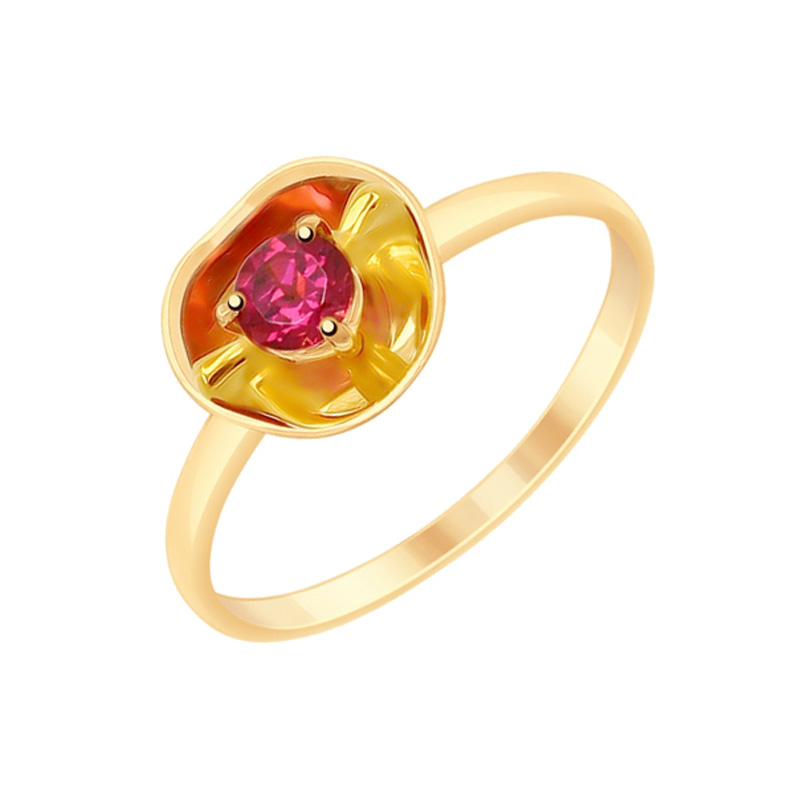 Золотое кольцо Sokolov из красного золота 585 пробы со вставками из полудрагоценных камней (родолит) ДИ8710026, размеры от 16 до 19