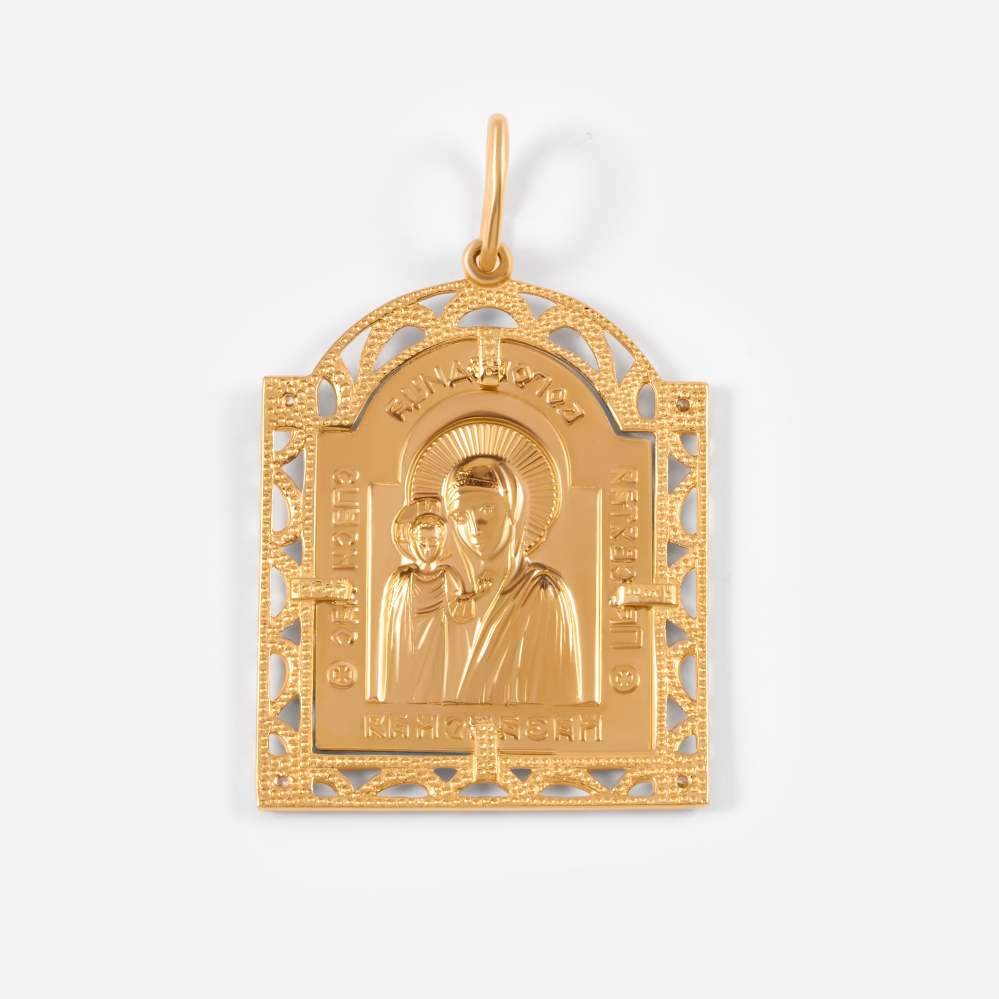 Золотая иконка Efremof из красного золота 585 пробы  со вставками (фианит) ЮПП1325221