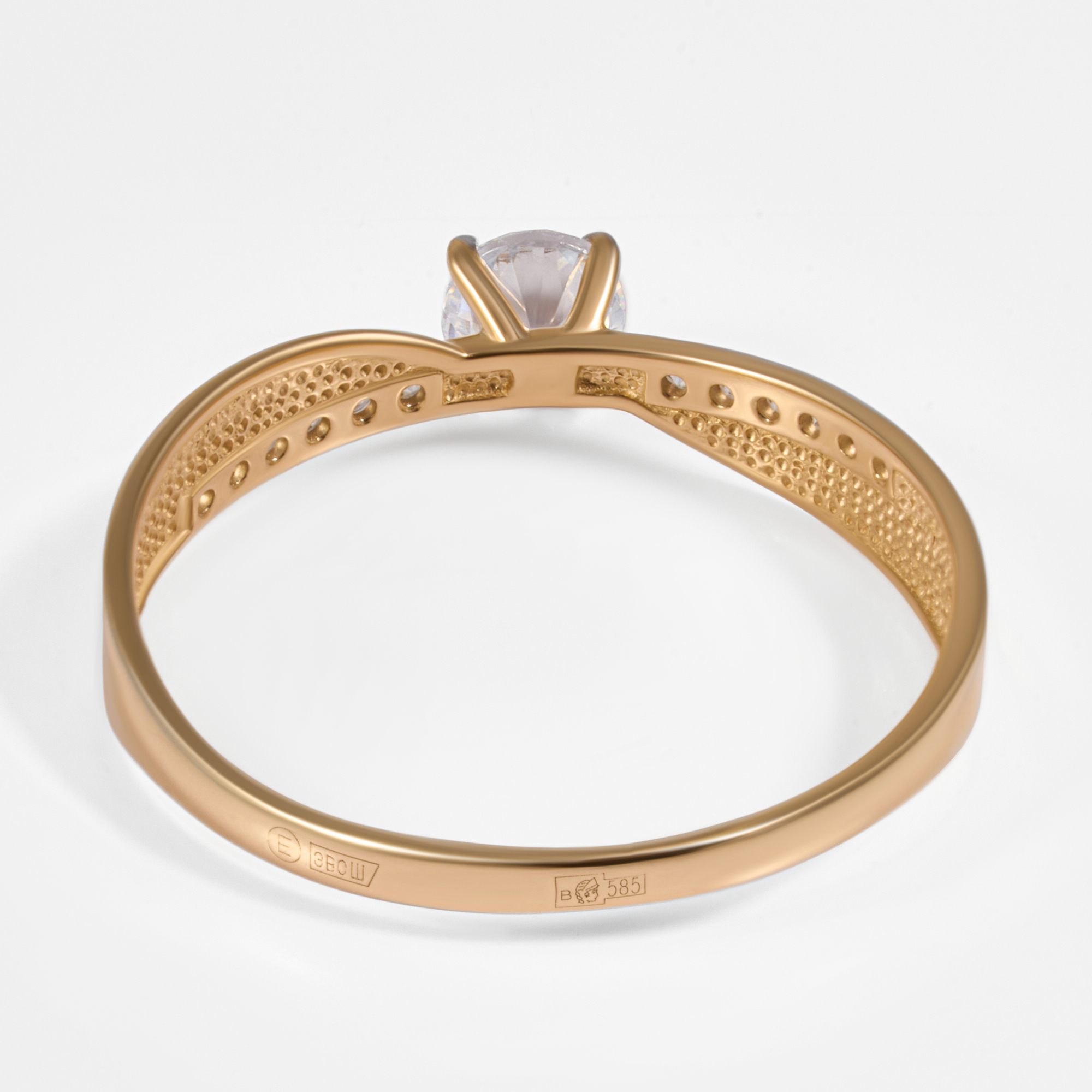 Золотое кольцо Efremof из красного золота 585 пробы  со вставками (фианит) ЮПК1327615, размеры от 16.5 до 19.5