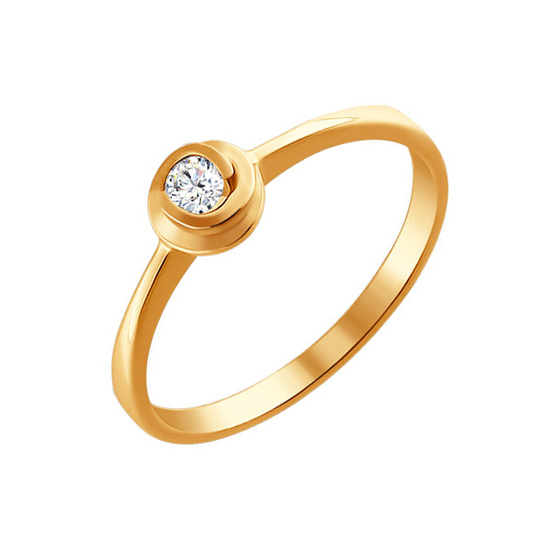 Золотое кольцо  из красного золота 585 пробы со вставками из драгоценных камней (бриллиант) ДИ1010712 , размеры от 17 до 18