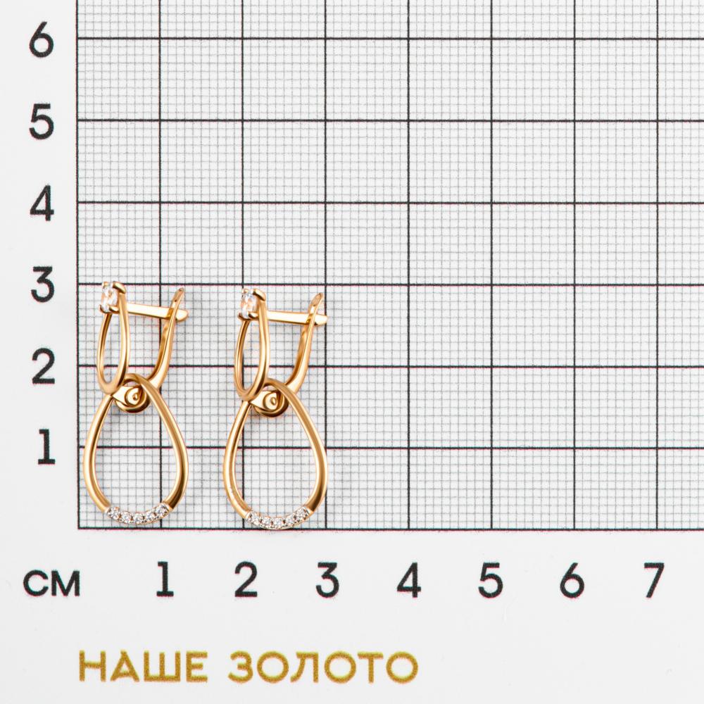 Золотые серьги подвесные Санис из красного золота 585 пробы  со вставками (жемчуг и фианит) СН01-215600