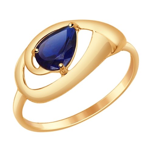 Золотое кольцо Sokolov из красного золота 585 пробы  со вставками (корунд) ДИ714639, размеры от 17 до 18.5