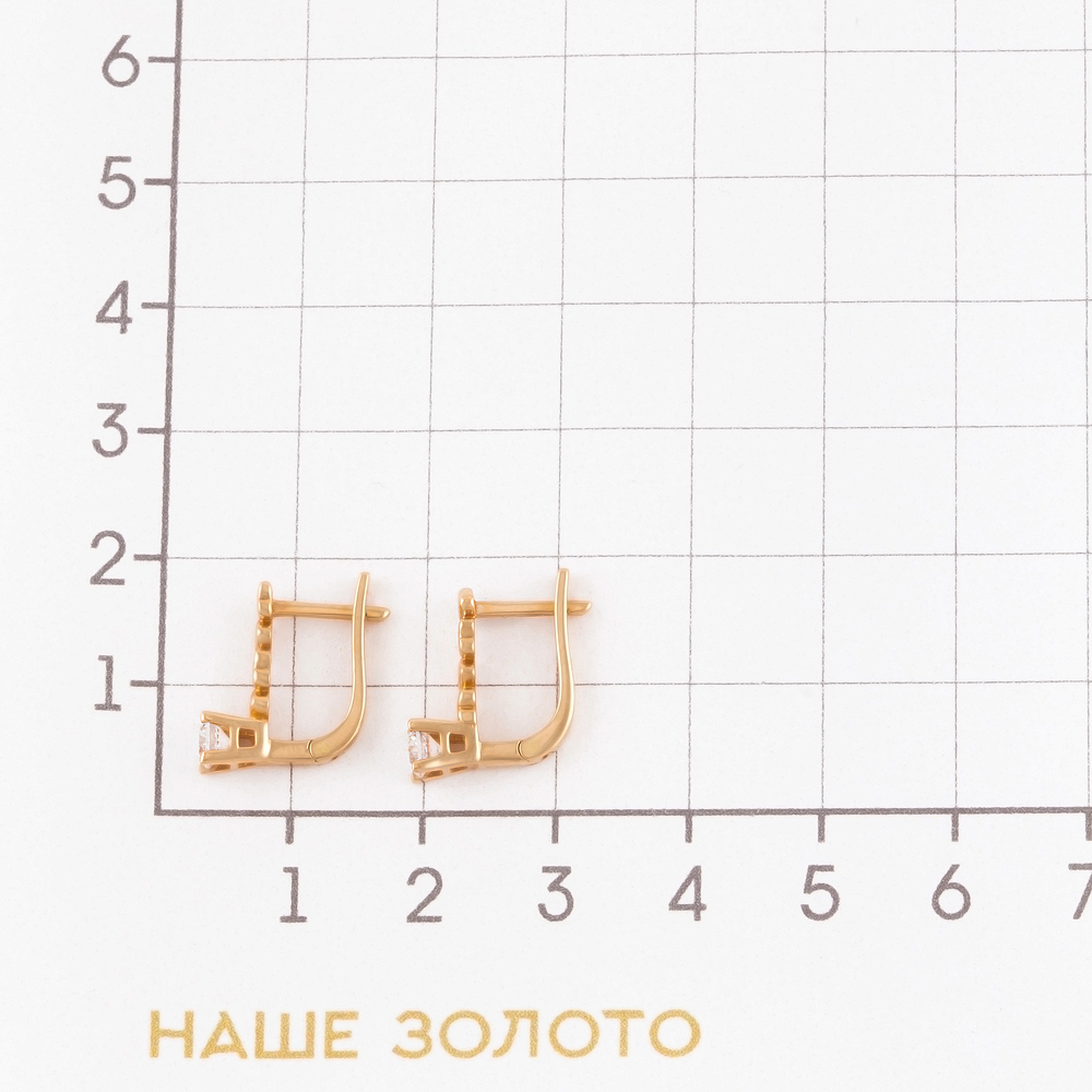 Золотые серьги  из красного золота 585 пробы  со вставками (фианит) ЖНМСЦЕ150343