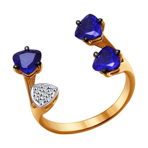 Золотое кольцо с корундами и бриллиантами