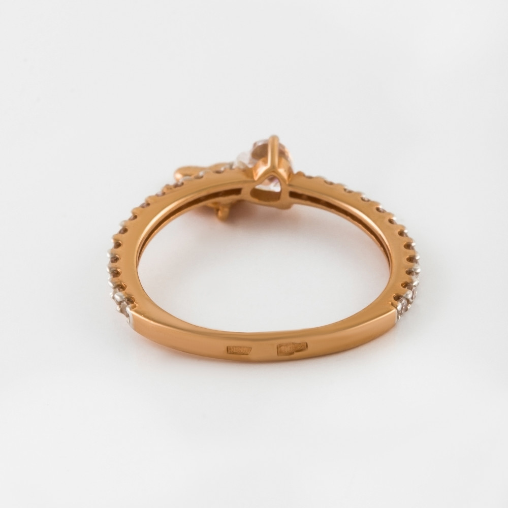 Золотое кольцо Золотов из красного золота 585 пробы  со вставками (фианит) 2Т4715017Р, размеры от 15 до 19