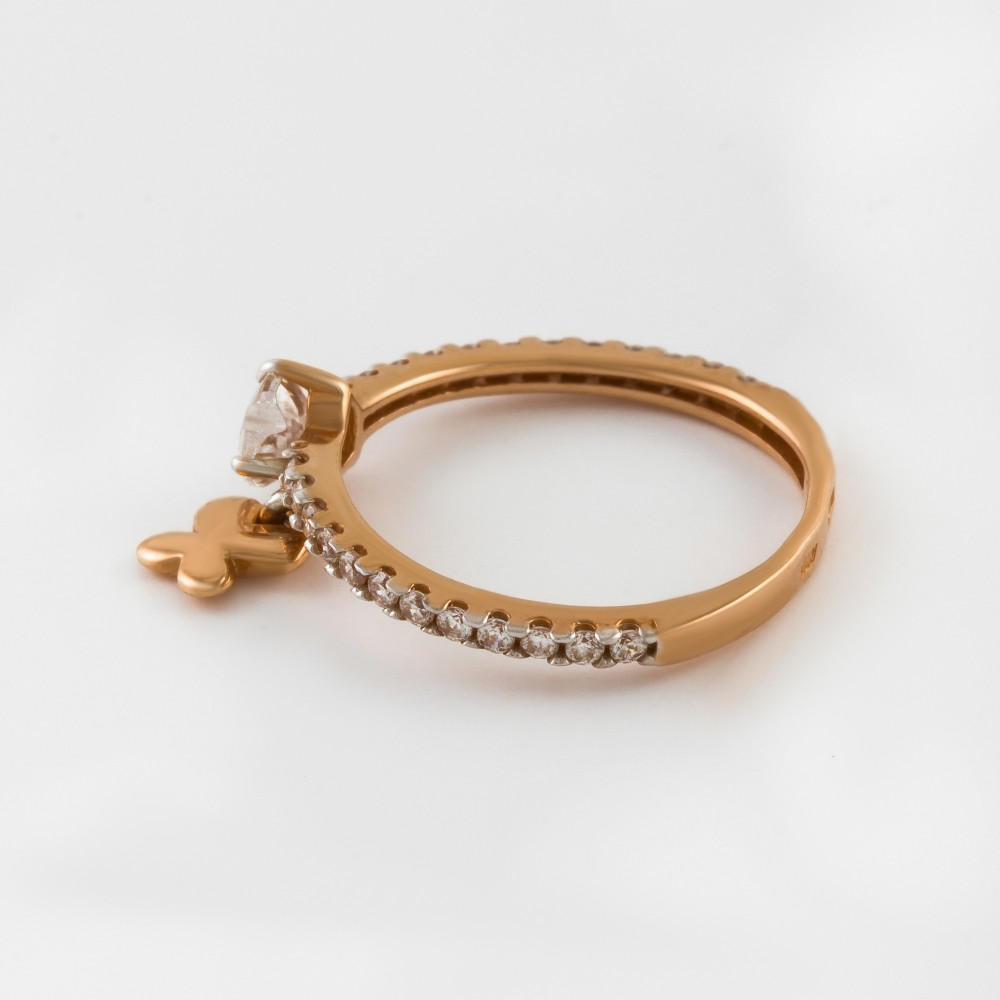 Золотое кольцо Золотов из красного золота 585 пробы  со вставками (фианит) 2Т4715017Р, размеры от 15 до 19