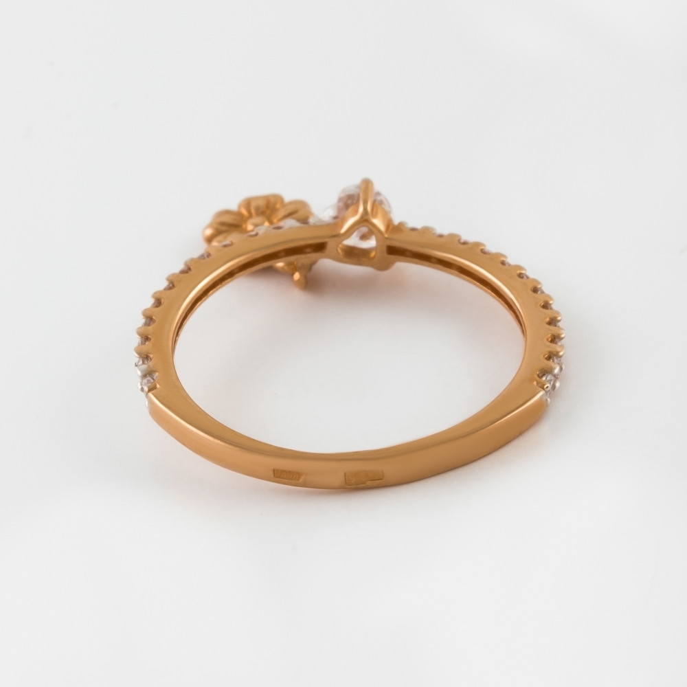 Золотое кольцо Золотов из красного золота 585 пробы  со вставками (фианит) 2Т4715016Р, размеры от 15 до 19