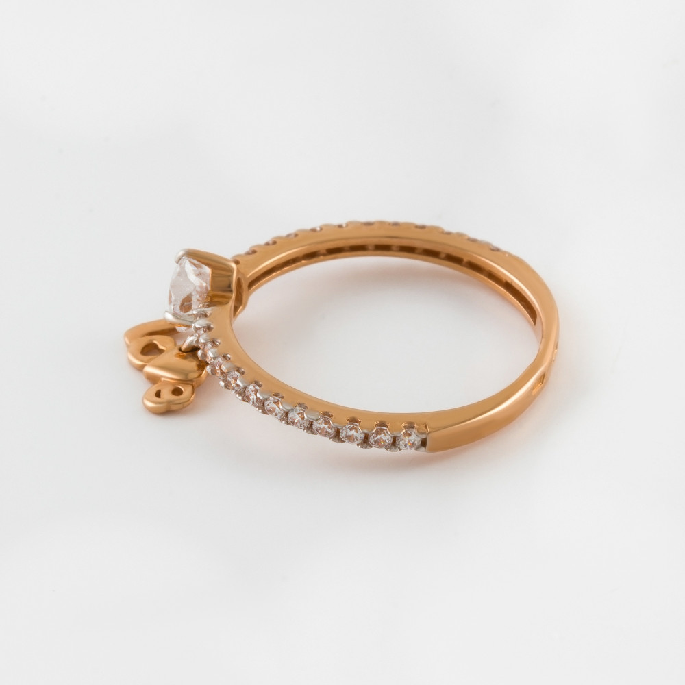 Золотое кольцо Золотов из красного золота 585 пробы  со вставками (фианит) 2Т4715015Р, размеры от 15 до 19