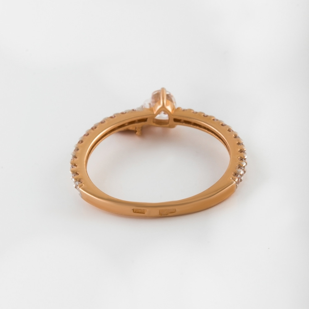 Золотое кольцо Золотов из красного золота 585 пробы  со вставками (фианит) 2Т4715015Р, размеры от 15 до 19