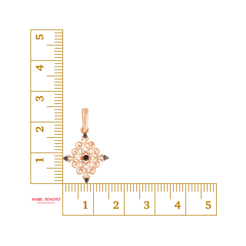 Золотая подвеска Золотов из красного золота 585 пробы  со вставками (фианит) 2Т2815345Ч, размеры от  до 19