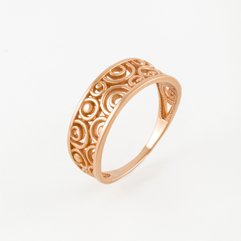 Золотое кольцо Вероника из красного золота 585 пробы  со вставками (фианит) 3ВК100-1088, размеры от 15 до 19.5
