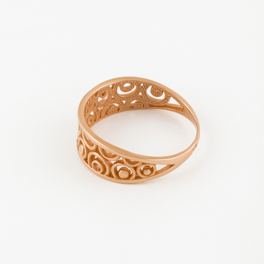 Золотое кольцо Вероника из красного золота 585 пробы  со вставками (фианит) 3ВК100-1088, размеры от 15 до 19.5