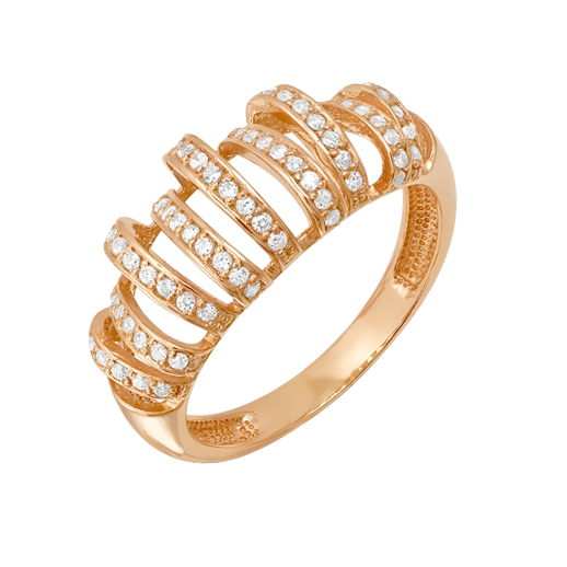 Золотое кольцо Вероника из красного золота 585 пробы  со вставками (фианит) 3ВК130-363, размеры от 19 до 19