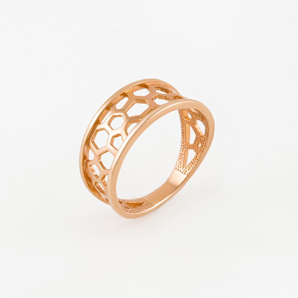 Золотое кольцо Вероника из красного золота 585 пробы  со вставками (фианит) 3ВК100-1090, размеры от 15 до 19.5