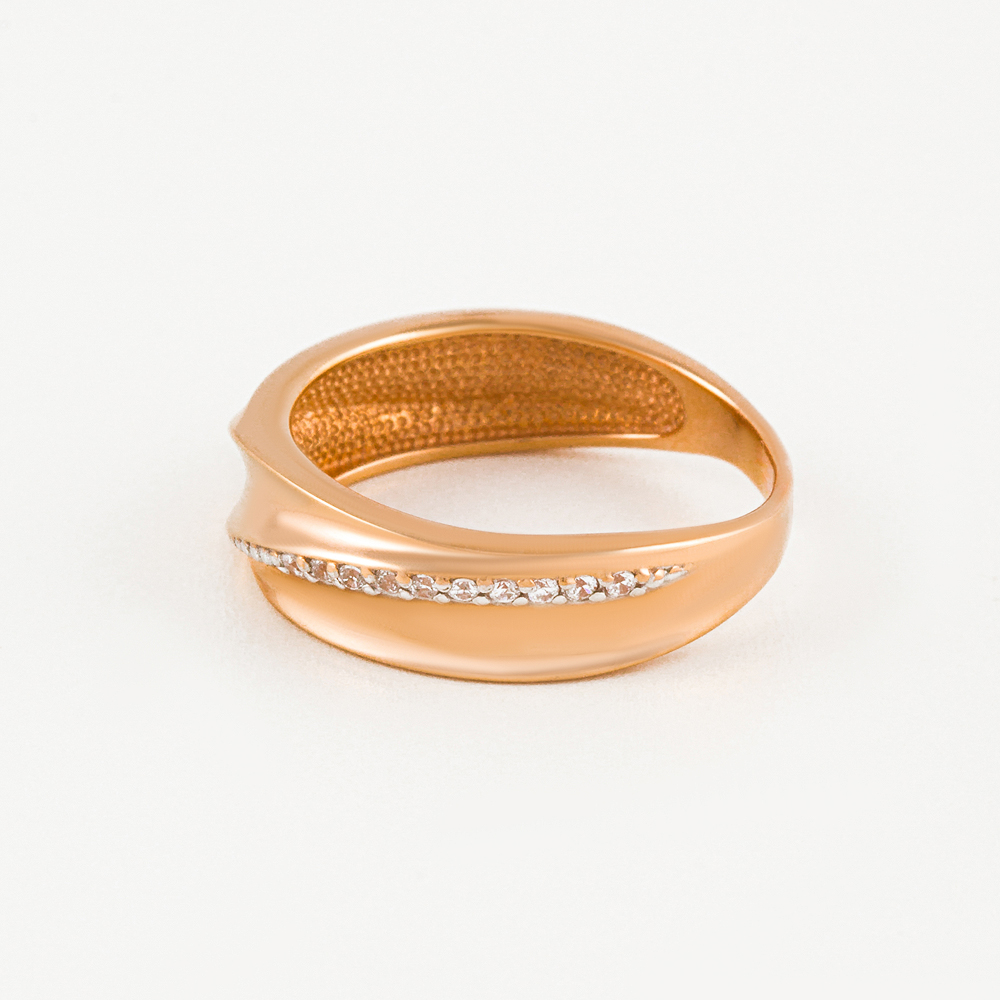 Золотое кольцо Вероника из красного золота 585 пробы  со вставками (фианит) 3ВК132-1093, размеры от 15 до 19.5