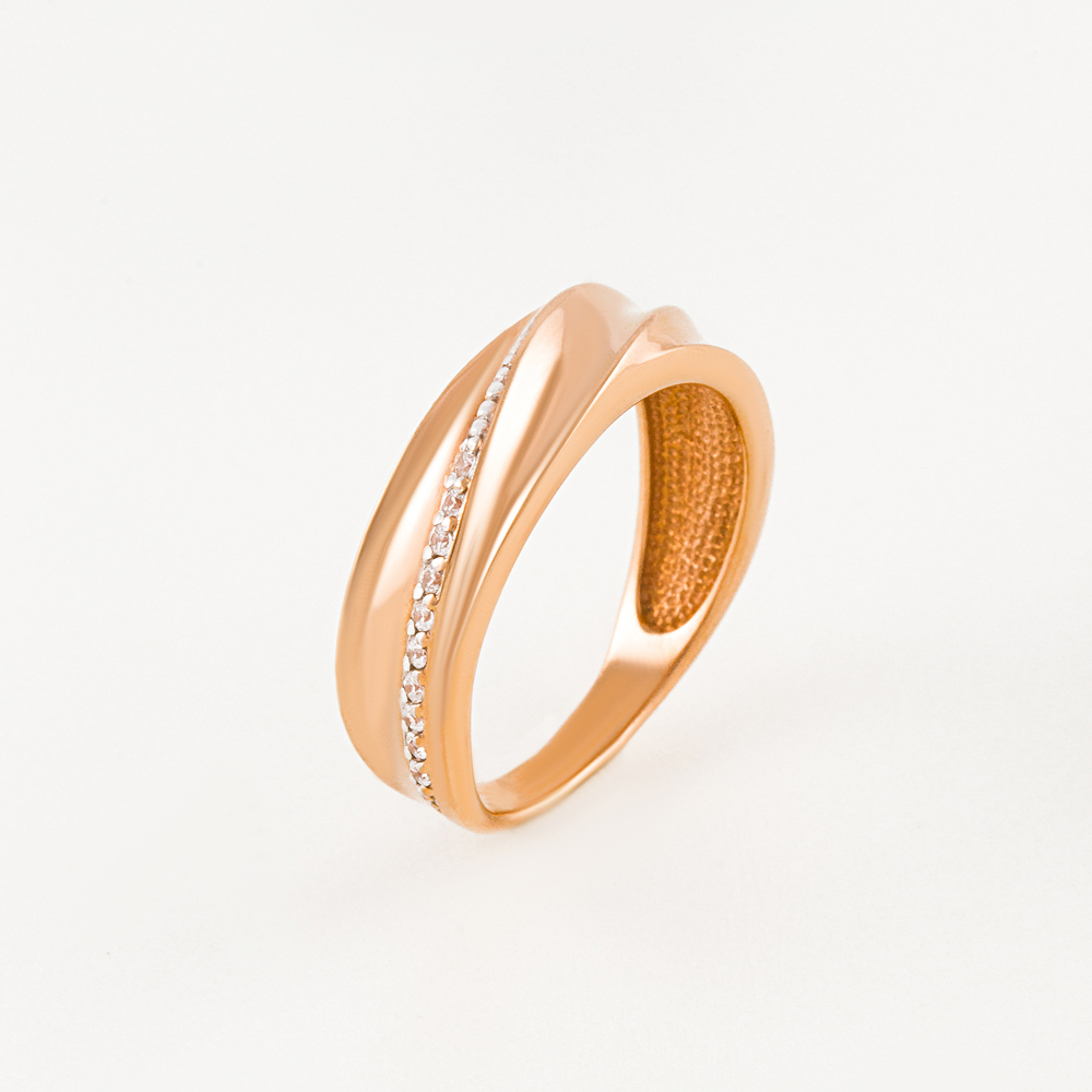 Золотое кольцо Вероника из красного золота 585 пробы  со вставками (фианит) 3ВК132-1093, размеры от 15 до 19.5