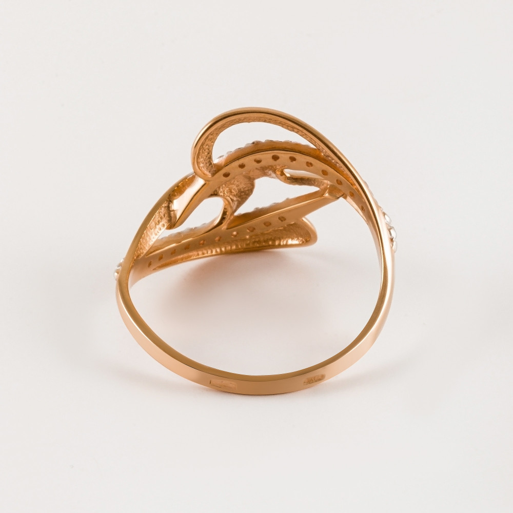 Золотое кольцо Liberty  из красного золота 585 пробы  со вставками (фианит) РЫ1758741, размеры от 20.5 до 22.5