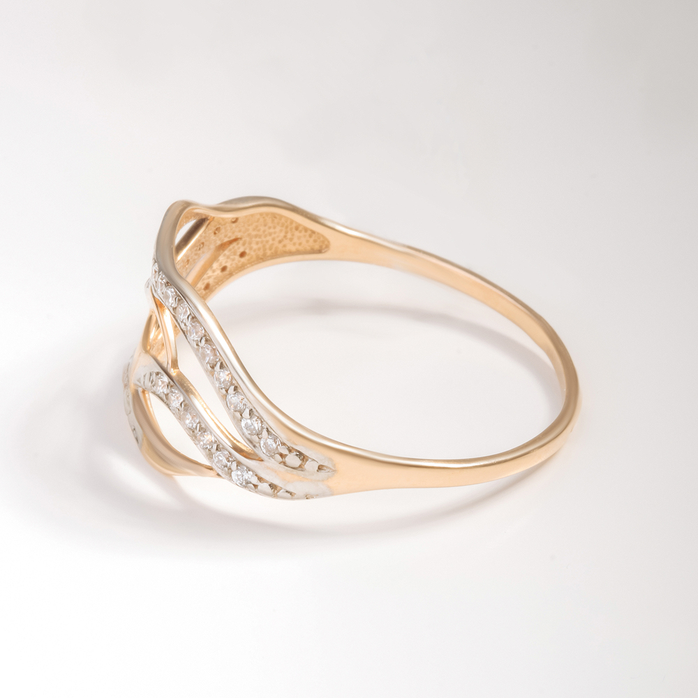 Золотое кольцо Liberty  из красного золота 585 пробы  со вставками (фианит) РЫ1757641, размеры от 16 до 22.5