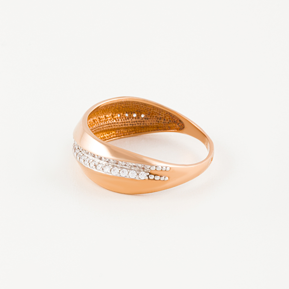 Золотое кольцо Вероника из красного золота 585 пробы  со вставками (фианит) 3ВК132-1230, размеры от 17.5 до 20.5