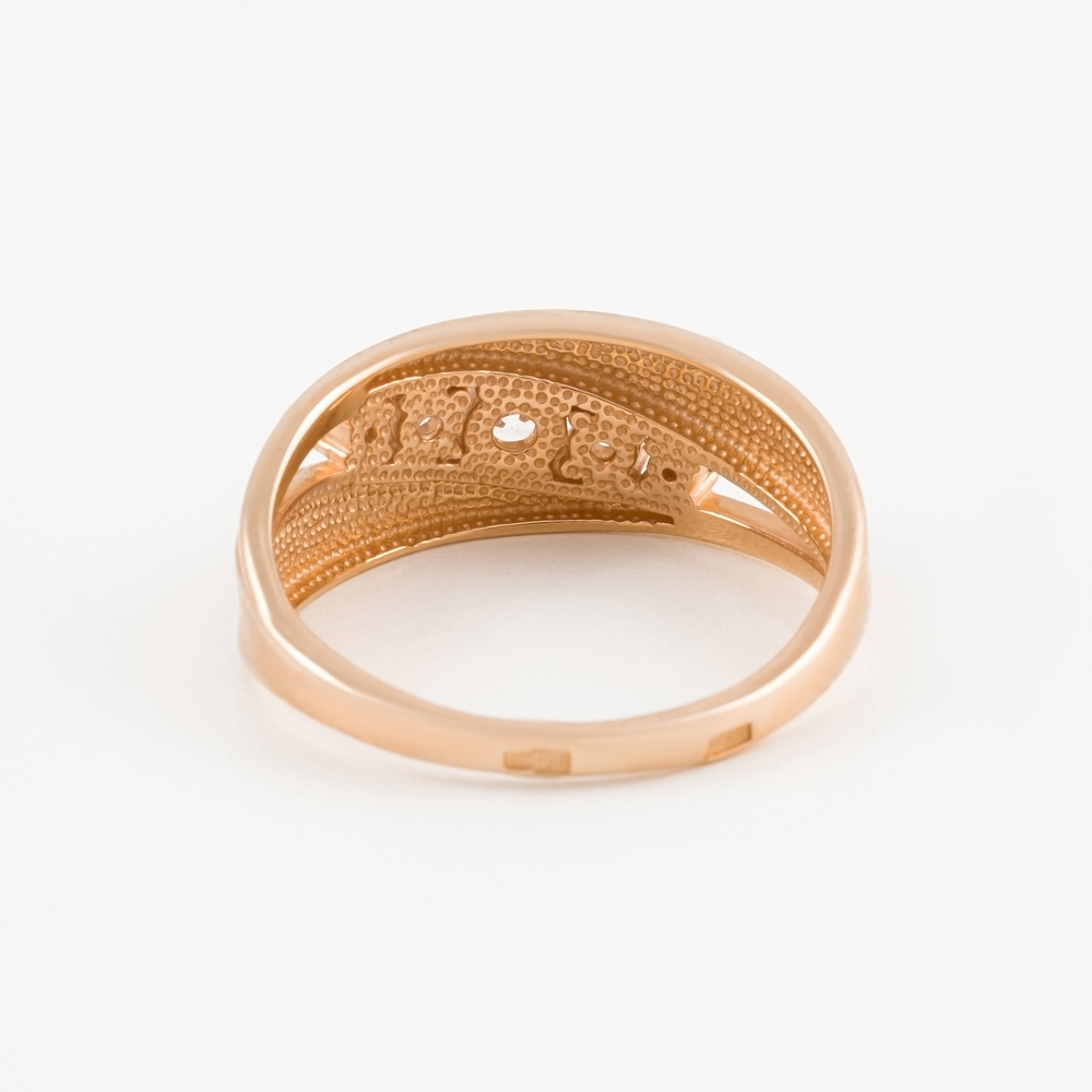 Золотое кольцо Вероника из красного золота 585 пробы  со вставками (фианит) 3ВК132-992, размеры от 15 до 20