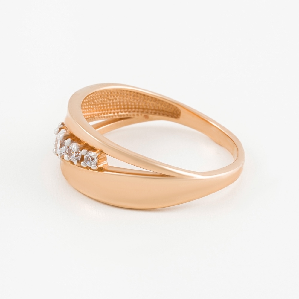 Золотое кольцо Вероника из красного золота 585 пробы  со вставками (фианит) 3ВК132-992, размеры от 15 до 20