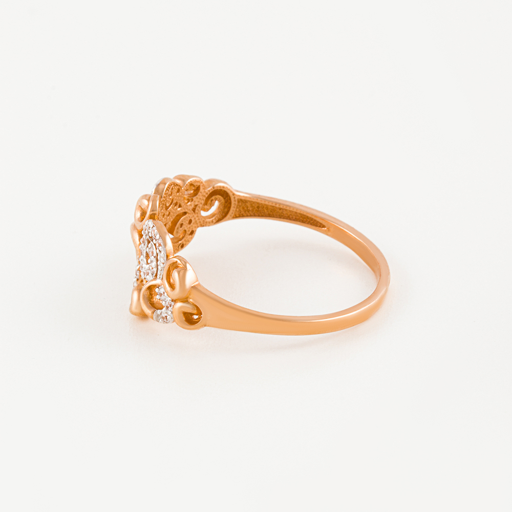 Золотое кольцо Вероника из красного золота 585 пробы  со вставками (фианит) 3ВК132-463, размеры от 15 до 19.5