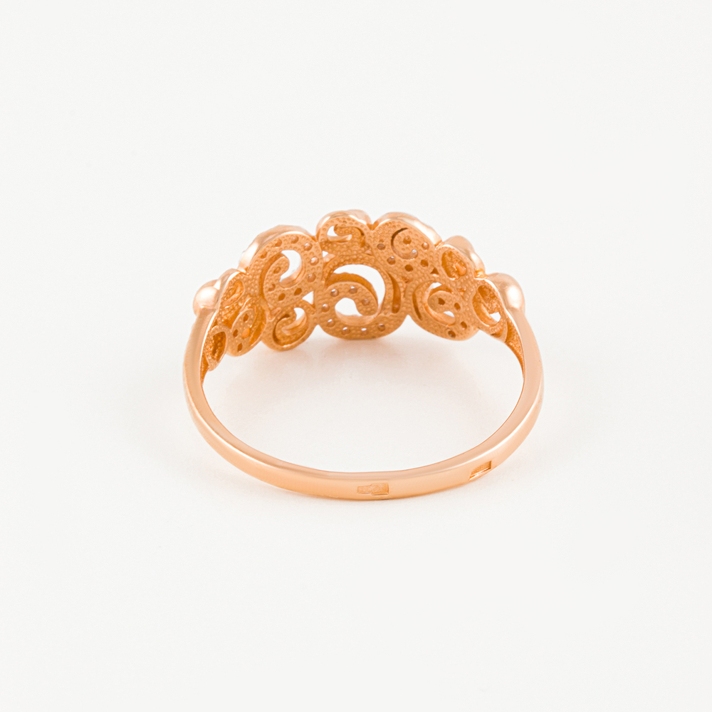 Золотое кольцо Вероника из красного золота 585 пробы  со вставками (фианит) 3ВК132-463, размеры от 15 до 19.5