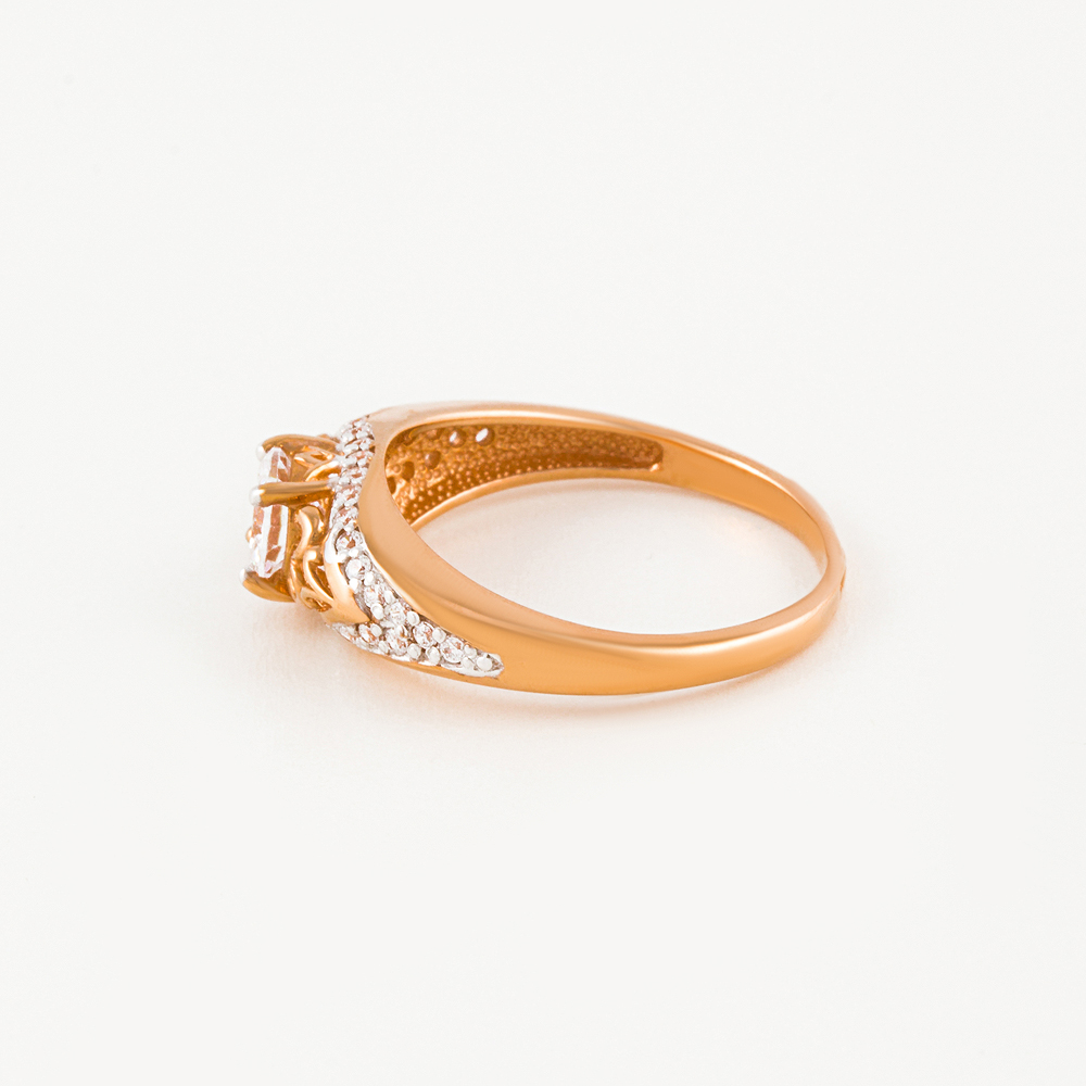 Золотое кольцо Вероника из красного золота 585 пробы  со вставками (фианит) 3ВК132-739, размеры от 15 до 19.5