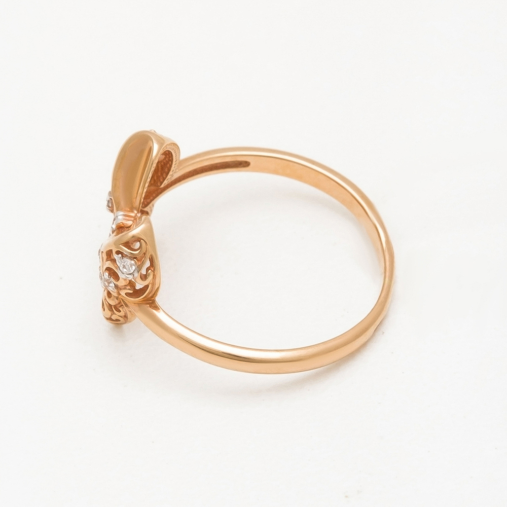 Золотое кольцо Вероника из красного золота 585 пробы  со вставками (фианит) 3ВК132-442, размеры от 16 до 19