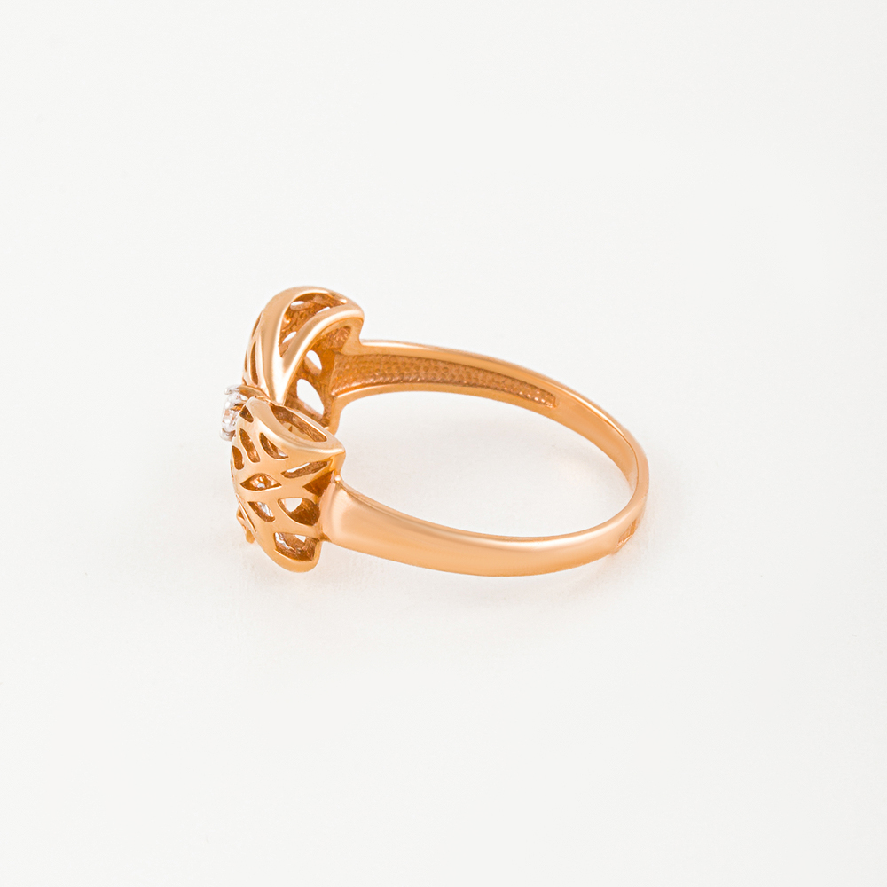 Золотое кольцо Вероника из красного золота 585 пробы  со вставками (фианит) 3ВК132-447, размеры от 16 до 19
