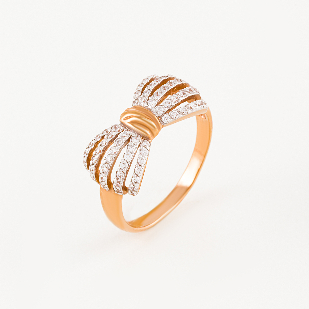 Золотое кольцо Вероника из красного золота 585 пробы  со вставками (фианит) 3ВК132-454, размеры от 16 до 19