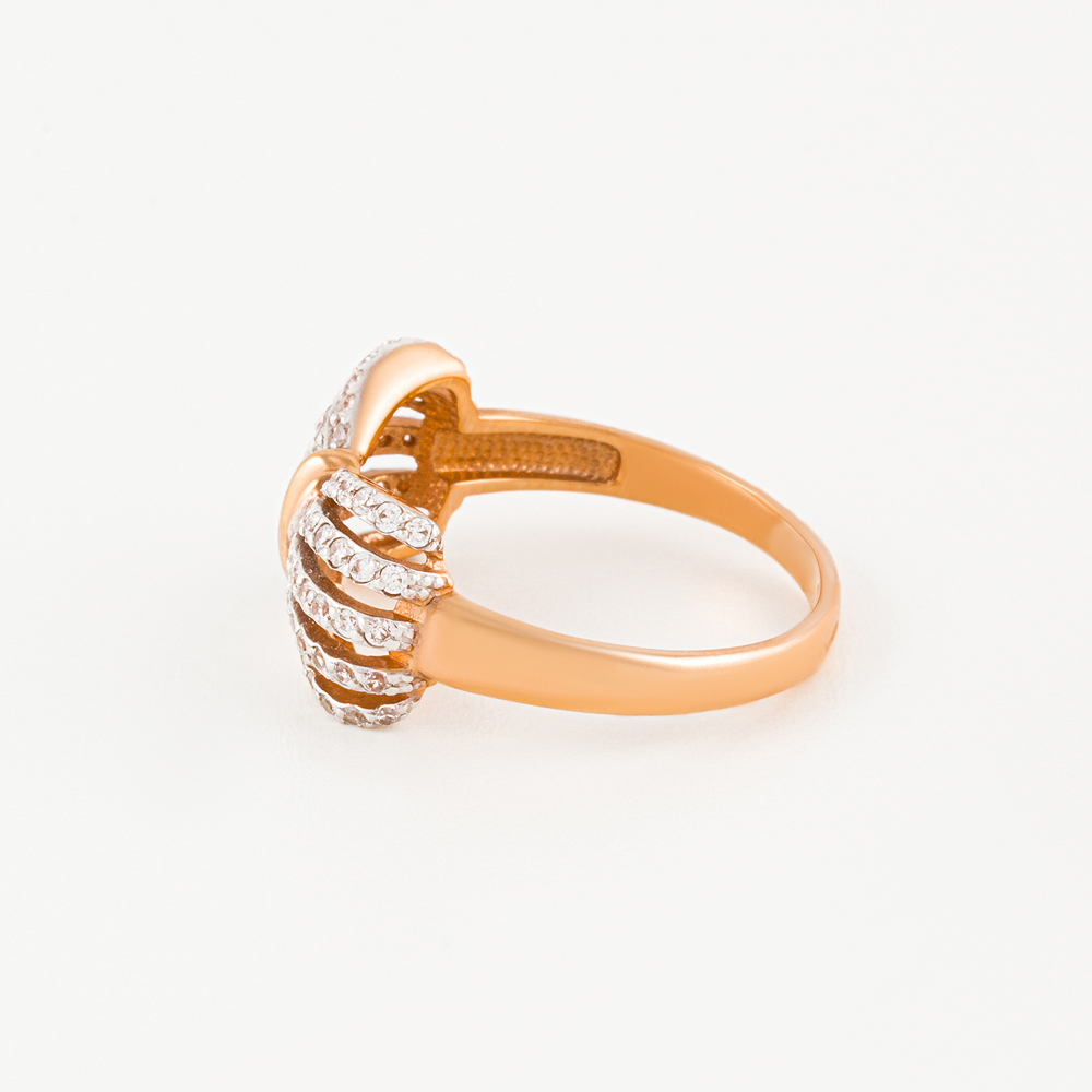 Золотое кольцо Вероника из красного золота 585 пробы  со вставками (фианит) 3ВК132-454, размеры от 16 до 19
